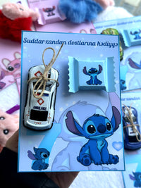 Lilo & Stitch School Party Favor Cards with Gifts attached — Chocoodad Baku