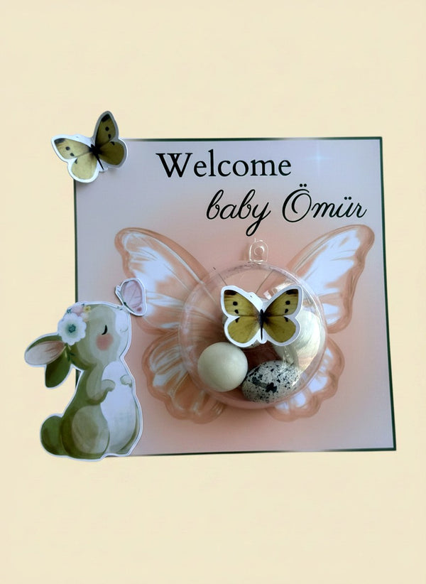 Bunny Baby Welcome Favor Cards – Personalized Chocolate – Design 4 — Chocoodad Baku