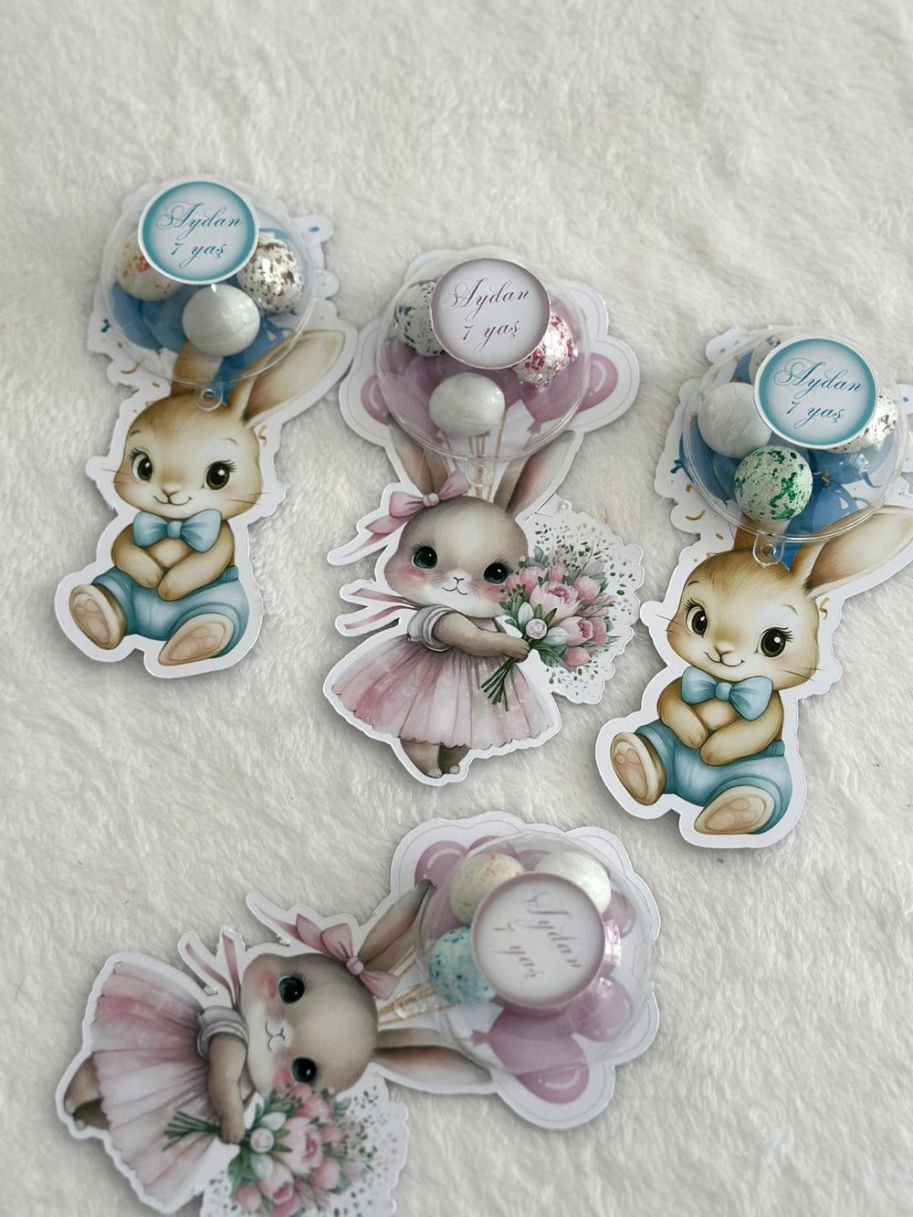 For Twin Babies in Bunny designed 3rd Birthday Favor Cards – Personalized Chocolate — Chocoodad Baku