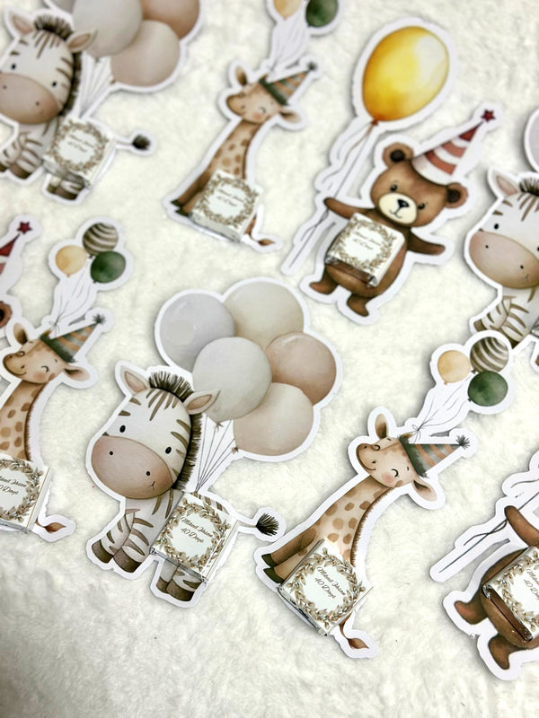 Safari designed Baby Welcome Favor Cards – Personalized Chocolate — Chocoodad Baku