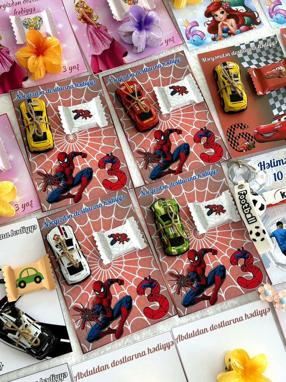 Spiderman 3rd Birthday Favor Chocolate Cards – Car toy & Hair Brooch included — Chocoodad Baku