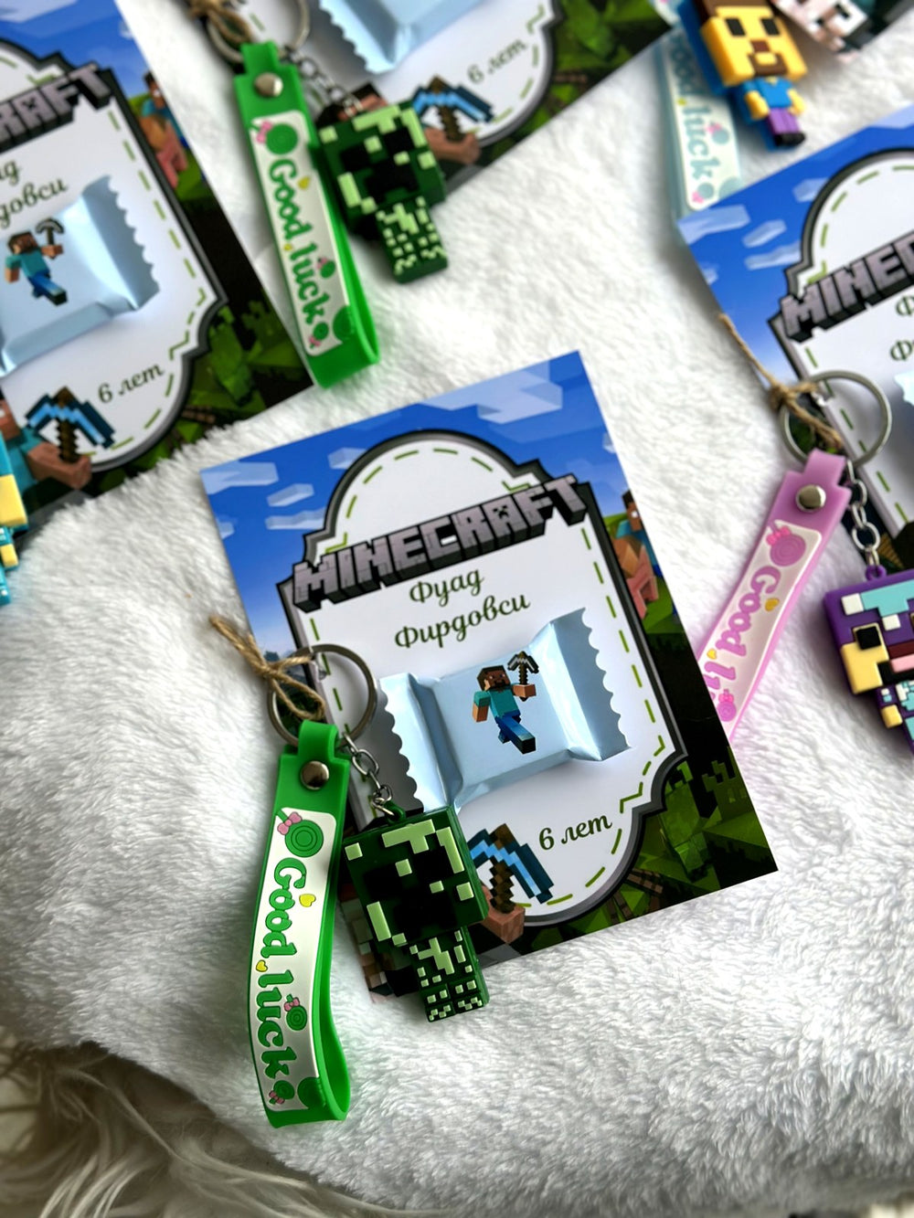Minecraft Game Birthday Favor Cards – Personalized Chocolate & Keycahin — Chocoodad Baku