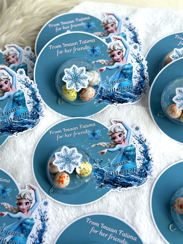 Frozen Elsa Birthday Favor Cards – Personalized Chocolate — Chocoodad Baku