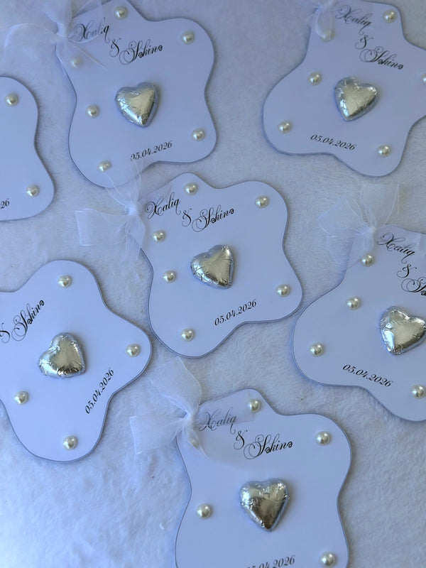 Engagement Chocolate Cards with Pearls – Personalized Engagement Chocolate — Chocoodad Baku