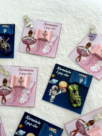 Ballerina & Astronaut 1st Birthday Favor Cards with Gifts attached – Personalized Chocolate — Chocoodad Baku