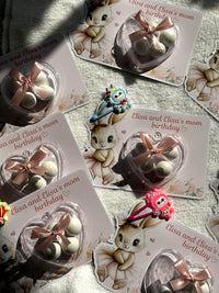 Bunny & Heart Birthday Favor Cards with Hair Clip Gifts attached – Personalized Chocolate — Chocoodad Baku