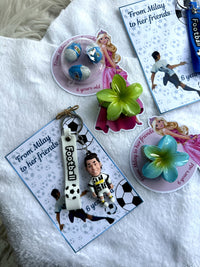Princess Barbie & Football Birthday Favor Cards with Gifts attached — Chocoodad Baku
