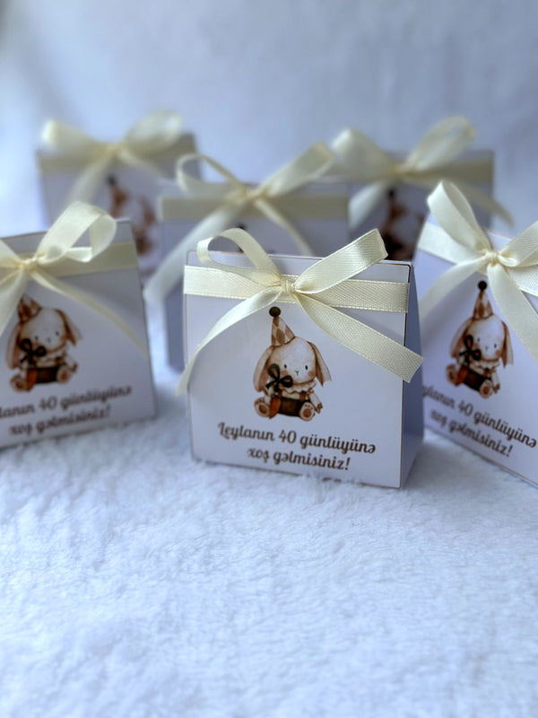 Bunny 40-Day Baby Favor Cards – Personalized Chocolate – Design 2 — Chocoodad Baku