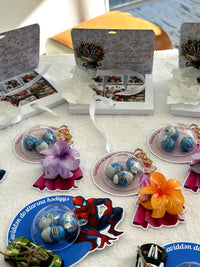 Spiderman & Flower 3rd Birthday Favor Cards with Gifts attached – Ozmo egg Chocolate — Chocoodad Baku