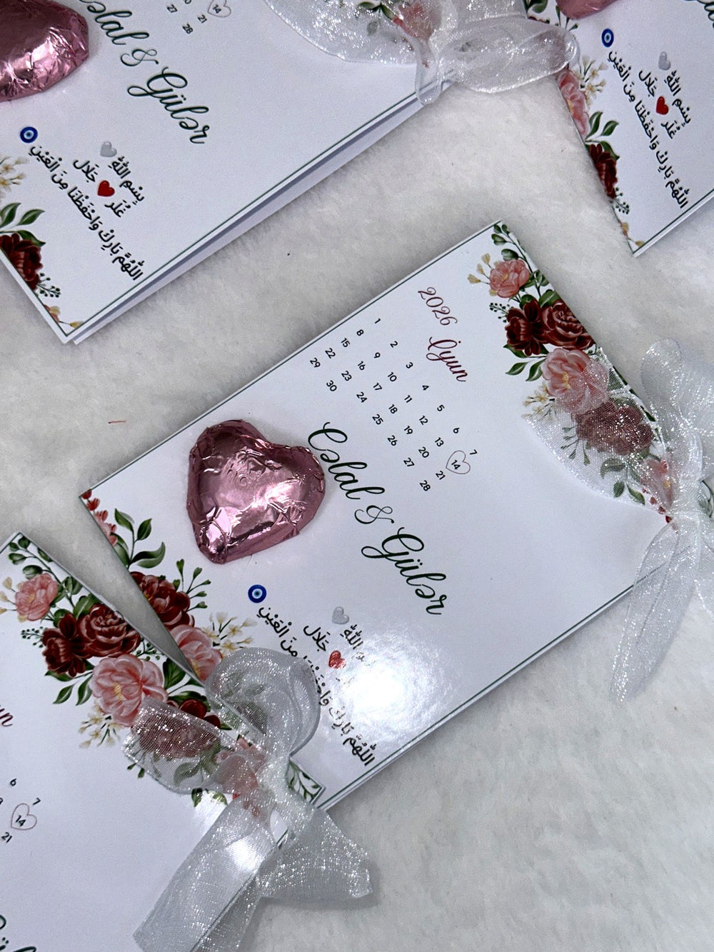 Heart & Rose Wedding and Engagement Favor Cards – Personalized Chocolate — Chocoodad Baku