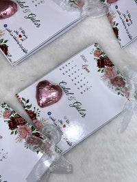 Heart & Rose Wedding and Engagement Favor Cards – Personalized Chocolate — Chocoodad Baku