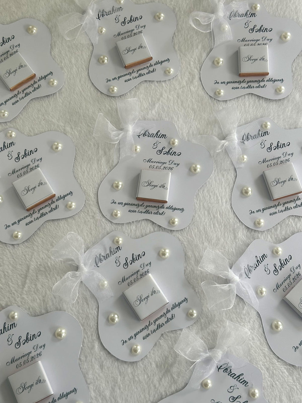 Pearl Wedding Favor Cards – Personalized Chocolate — Chocoodad Baku