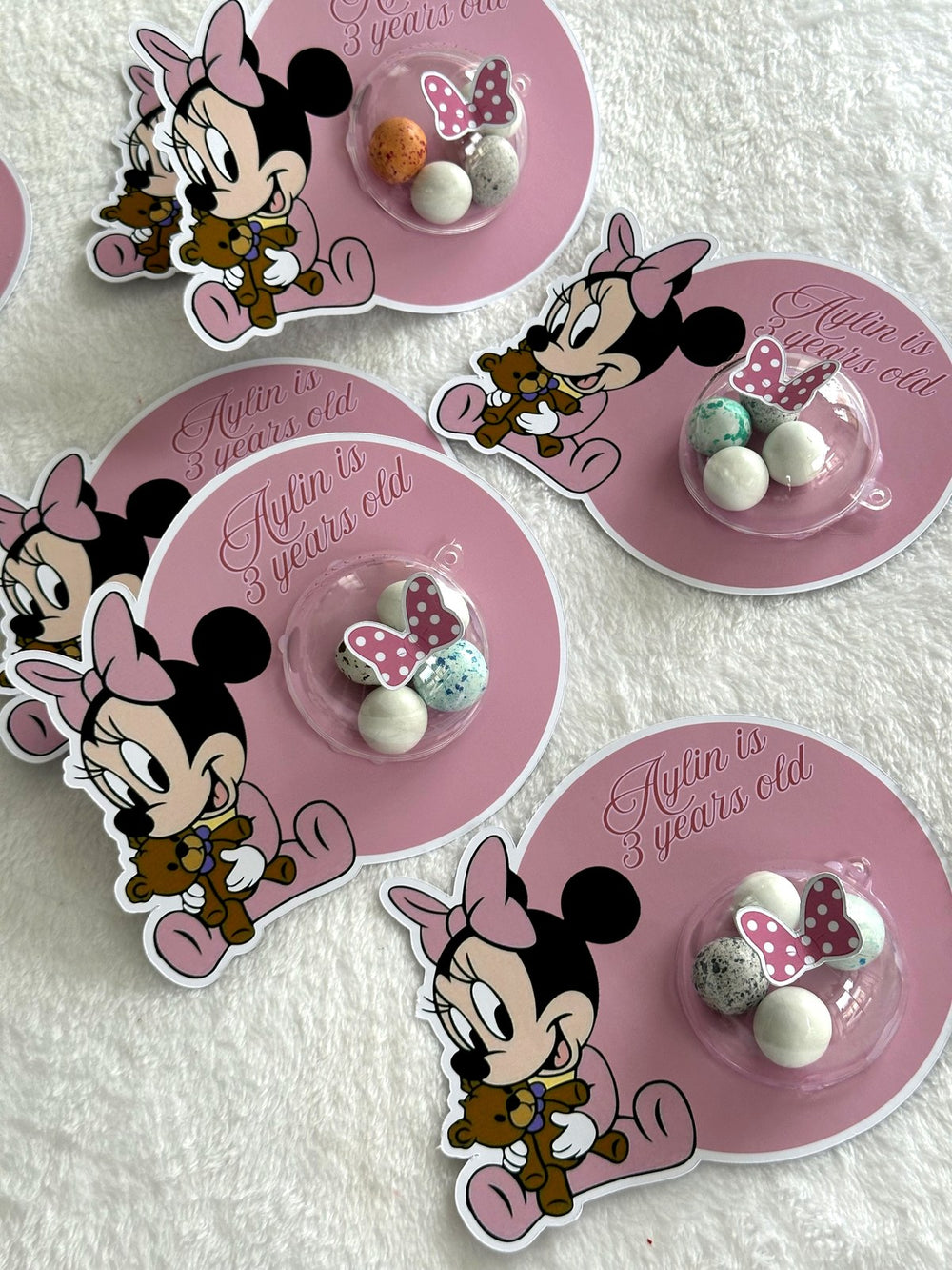 Minnie Mouse 3rd Birthday Favor Cards – Personalized Chocolate — Chocoodad Baku