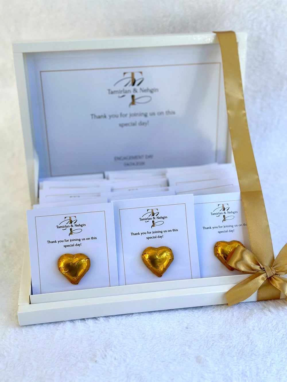 Engagement 24 Favor Cards in Box – Personalized Engagement Chocolate & Box — Chocoodad Baku