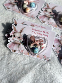 Bunny 1st Birthday Favor Cards – Personalized Chocolate – Design 2 — Chocoodad Baku