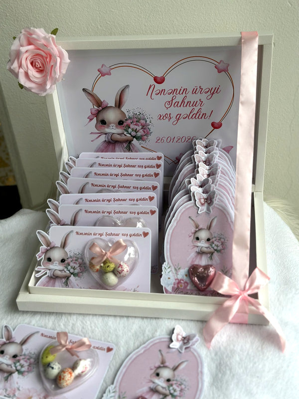 Bunny Baby Welcome Cards – 20 Chocolate Cards and Box — Chocoodad Baku