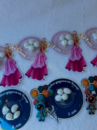 Princess Barbie & Astronaut 5th Birthday Favor Cards with Gifts attached – Personalized Chocolate — Chocoodad Baku