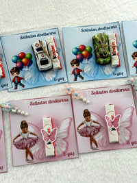Butterfly 6th Birthday Favor Kinder Chocolate Cards – Car toy & Hair Pin included — Chocoodad Baku