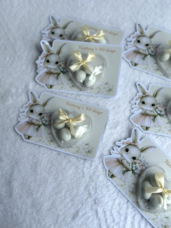 Bunny 40-Day Baby Favor Cards – Personalized Chocolate — Chocoodad Baku