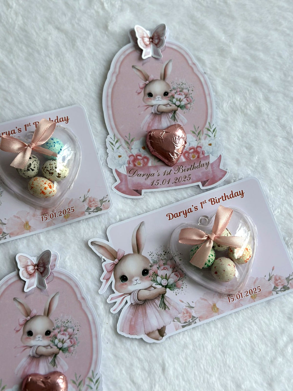 Bunny 1st Birthday Favor Cards – Personalized Chocolate — Chocoodad Baku