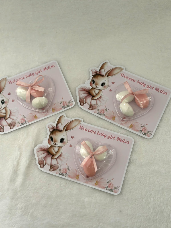 Bunny Baby Welcome Favor Cards – Personalized Chocolate – Design 2 — Chocoodad Baku