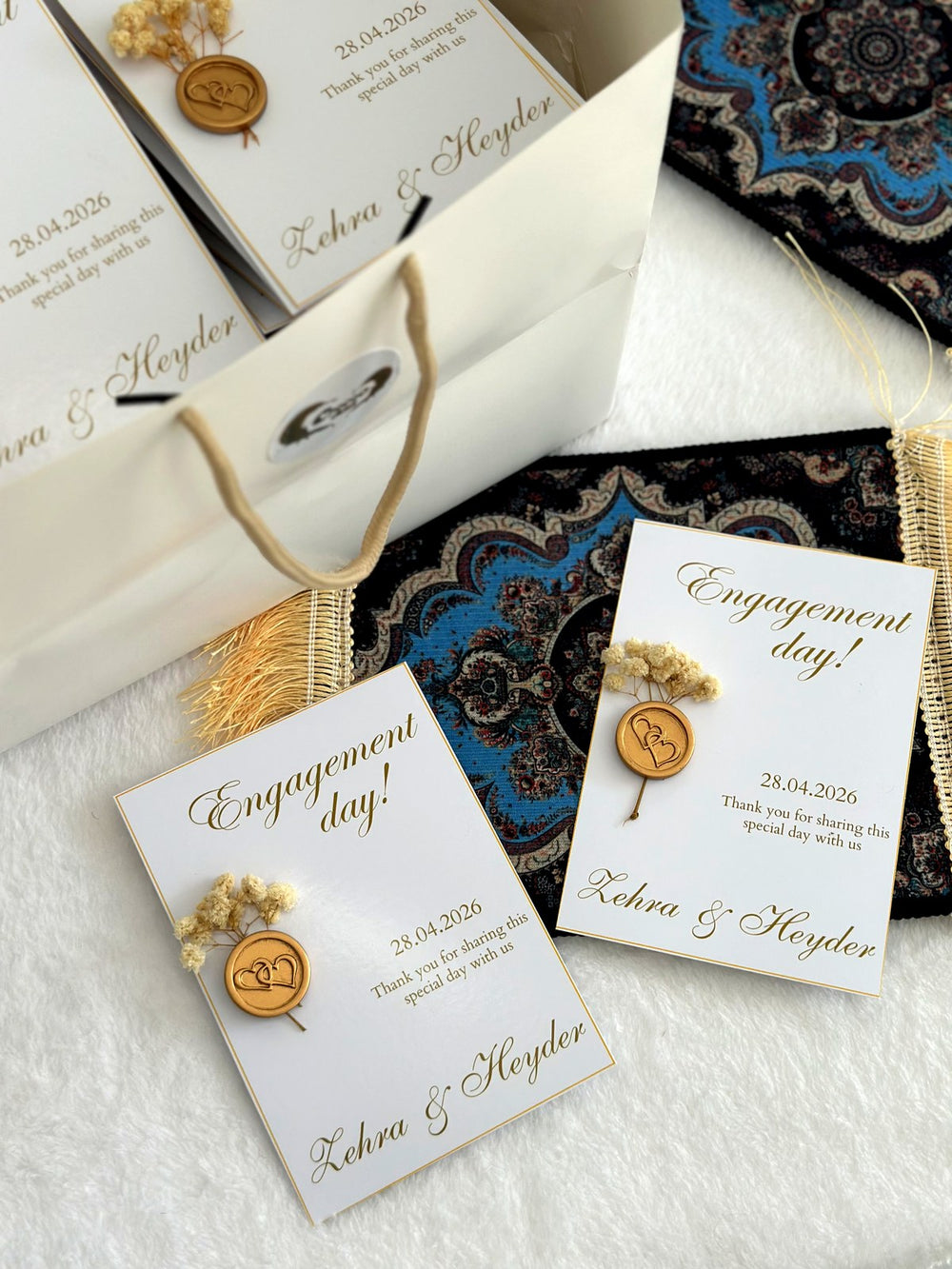 Floral Engagement Favor Cards with Dried Flowers — Chocoodad Baku