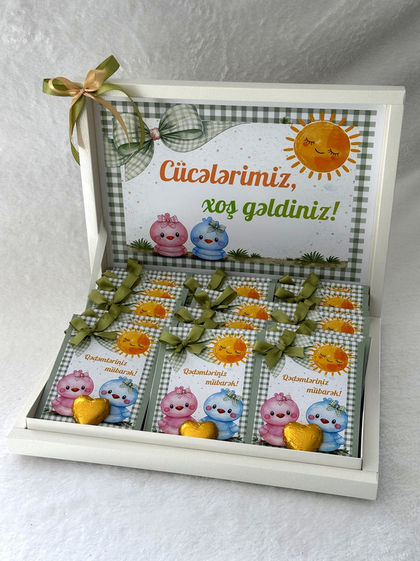Chick Designed Welcome Twins - 24 Chocolates in Box — Chocoodad Baku