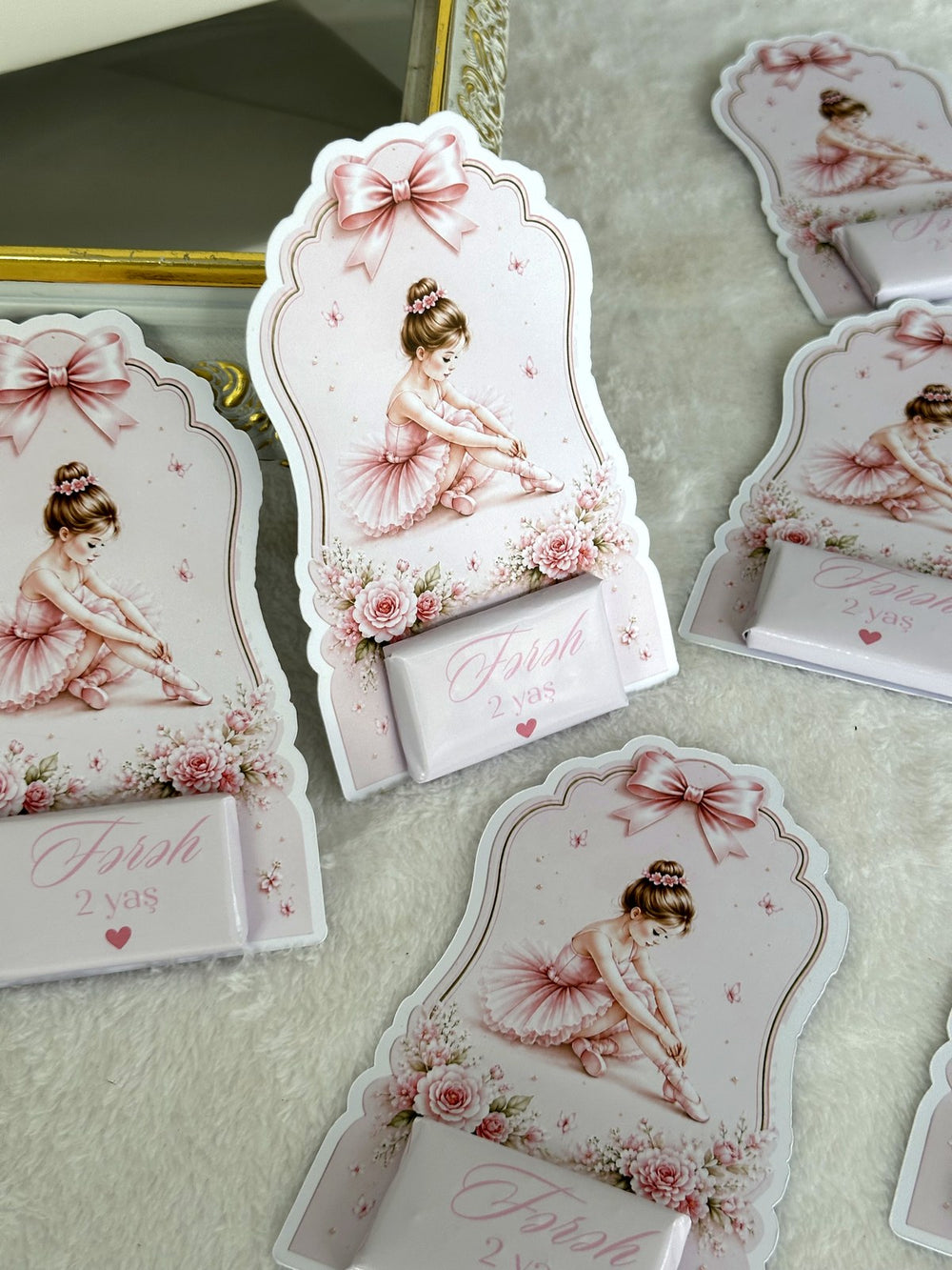 Ballerina 2nd Birthday Favor Cards – Personalized Chocolate — Chocoodad Baku