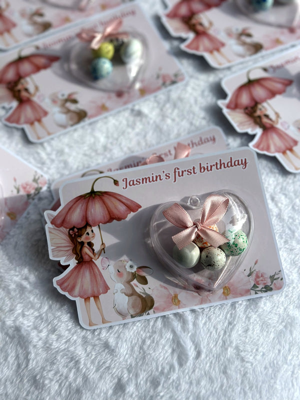 Bunny & Little Angel 1st Birthday Favor Cards – Personalized Chocolate — Chocoodad Baku