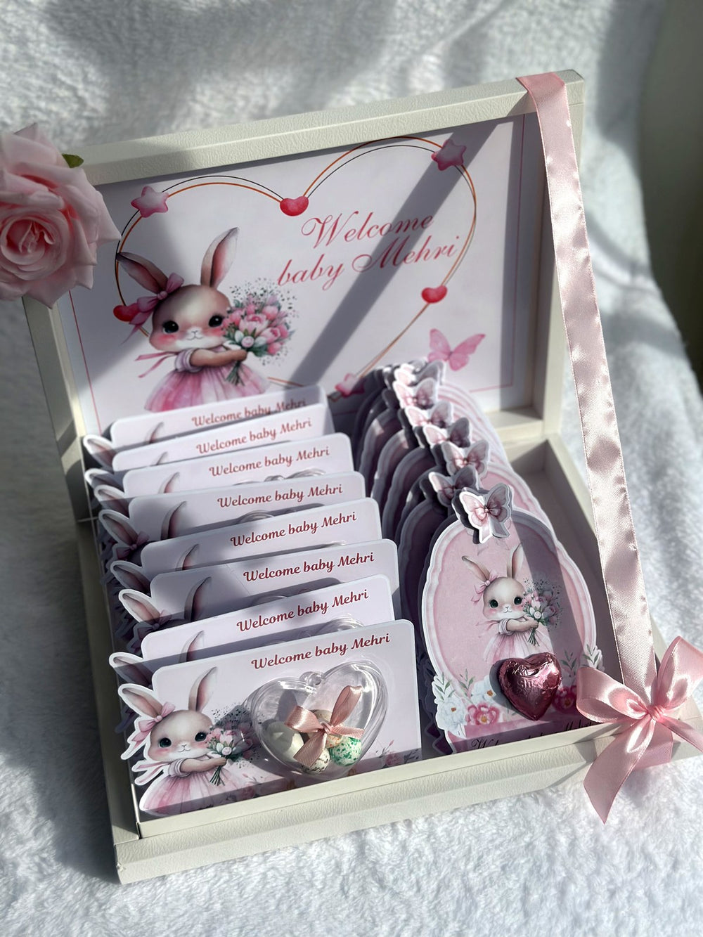 Bunny Baby Welcome 20 Favor Cards & Box – Personalized Chocolate — Chocoodad Baku