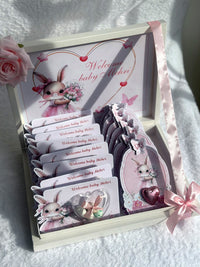 Bunny Baby Welcome 20 Favor Cards & Box – Personalized Chocolate — Chocoodad Baku