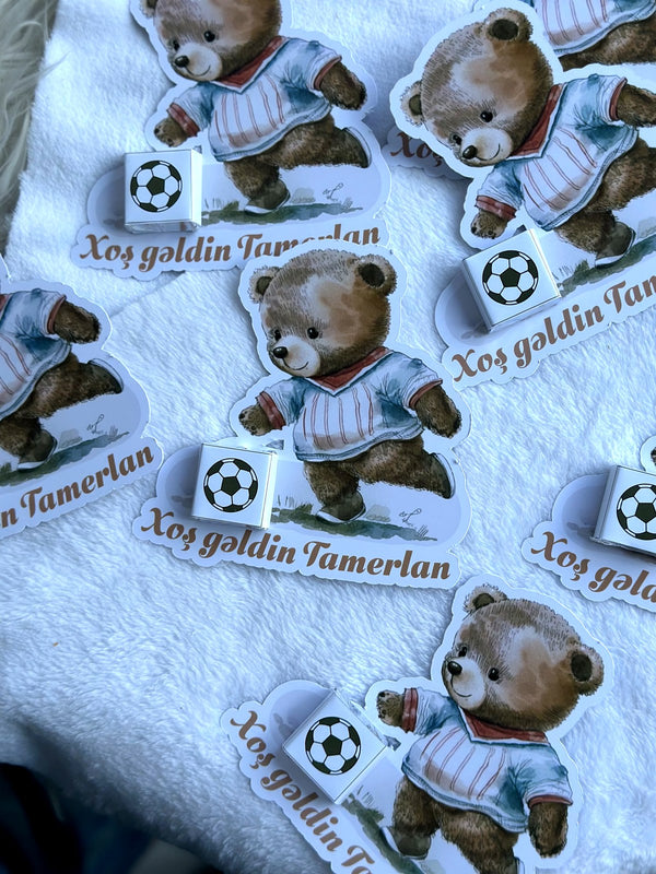 Teddy Bear Baby Welcome Favor Cards – Personalized Chocolate — Chocoodad Baku