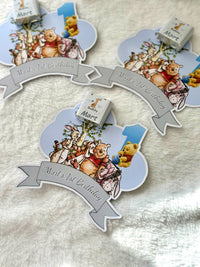 Winnie the Pooh 1st Birthday Favor Cards – Personalized Chocolate — Chocoodad Baku