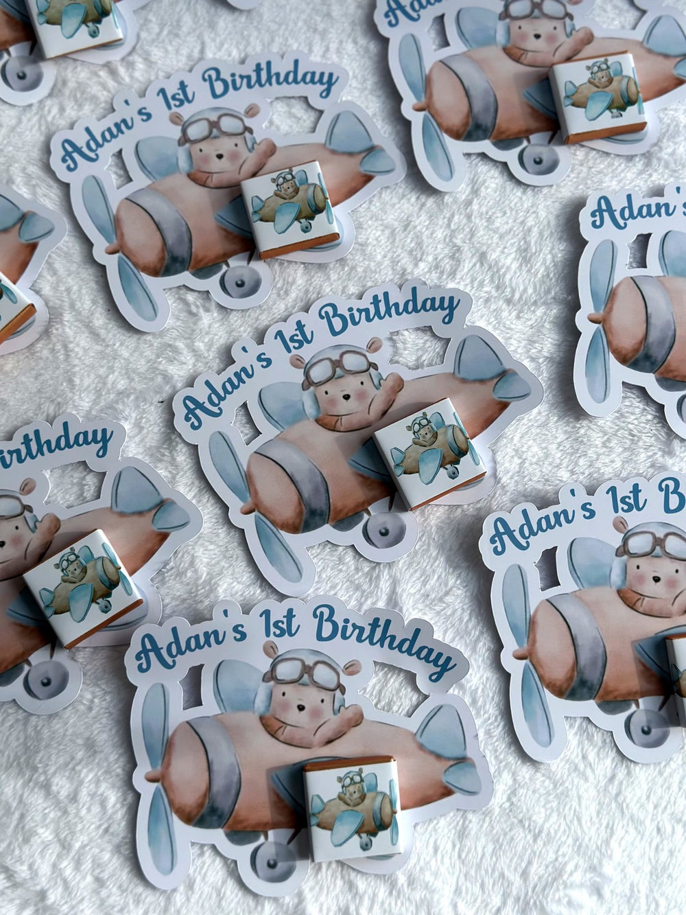 Teddy Bear 1st Birthday Favor Cards – Personalized Chocolate — Chocoodad Baku