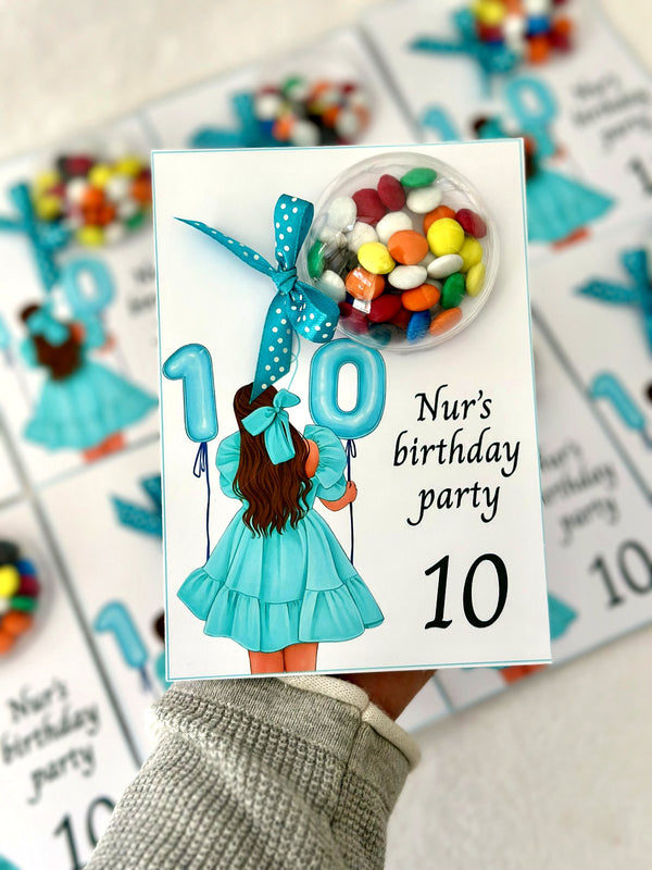 10th Girl Birthday Favor Cards – Personalized Chocolate — Chocoodad Baku