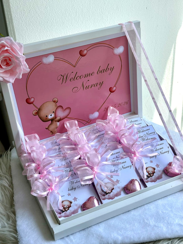 Teddy Bear Baby Welcome (24 Chocolate Cards in Box) — Chocoodad Baku