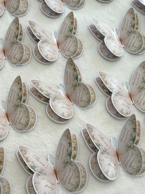 Butterfly Welcome Baby Girl Favor Cards — Chocoodad Baku