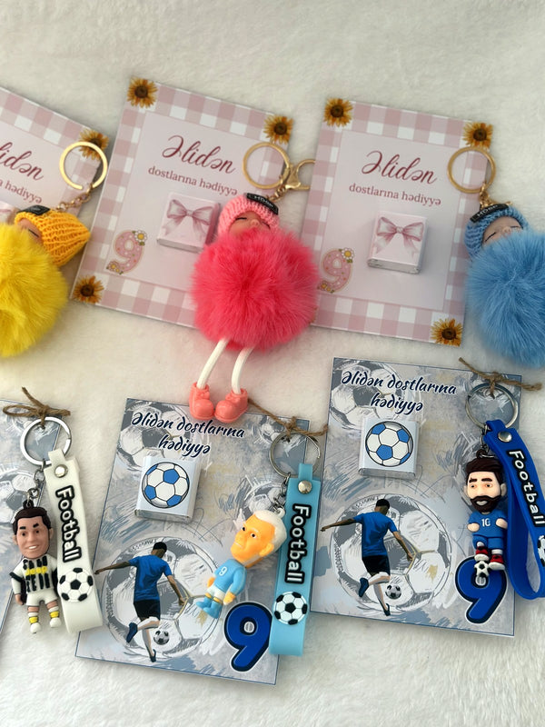 Football & Pom Pom 9th Birthday Favor Cards with Gifts attached – Personalized Chocolate — Chocoodad Baku