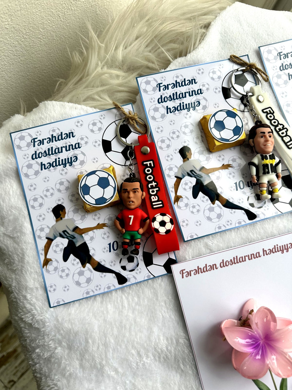 Football & Flowered theme 10th Birthday Favor Cards — Chocoodad Baku
