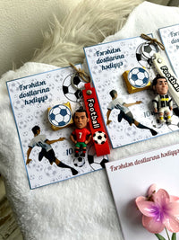 Football & Flowered theme 10th Birthday Favor Cards — Chocoodad Baku