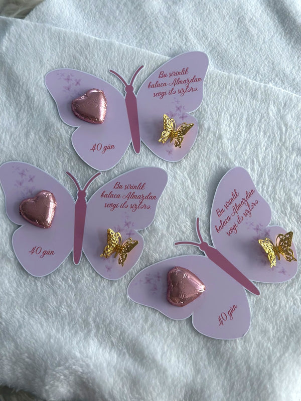 Butterfly 40-Day Baby Favor Cards – Personalized Chocolate — Chocoodad Baku