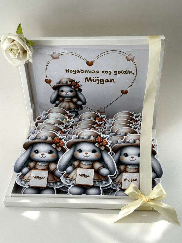 Bunny Baby Welcome (24 Chocolate Cards in Box) — Chocoodad Baku
