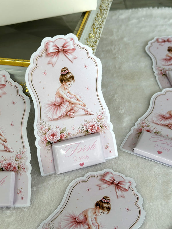Ballerina 2nd Birthday Favor Cards – Personalized Chocolate — Chocoodad Baku