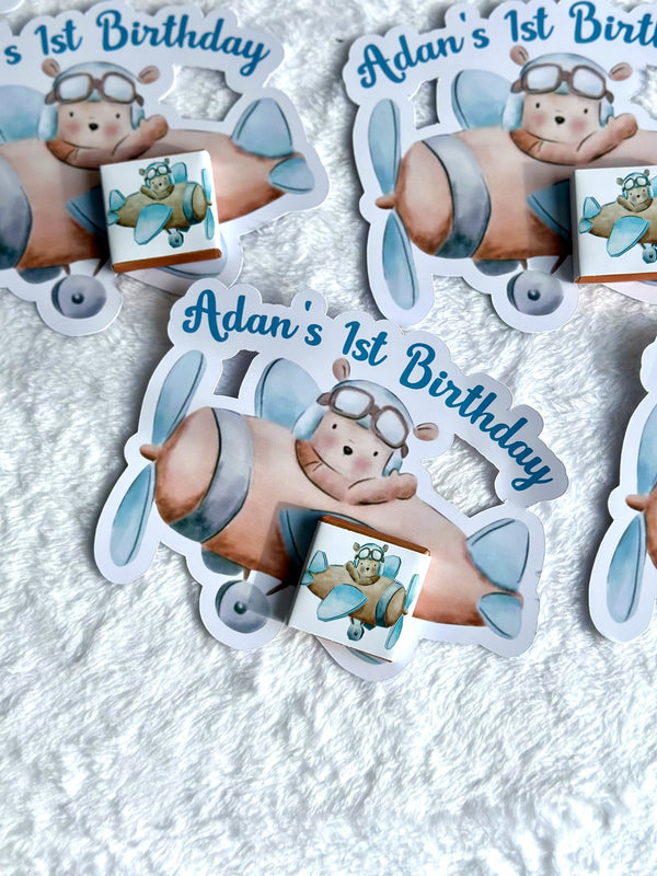 Teddy Bear 1st Birthday Favor Cards – Personalized Chocolate — Chocoodad Baku