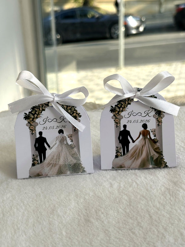Floral Wedding Favor Cards – Personalized Chocolate – Design 3 — Chocoodad Baku