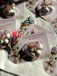 Bunny & Heart Birthday Favor Cards with Hair Clip Gifts attached – Personalized Chocolate — Chocoodad Baku