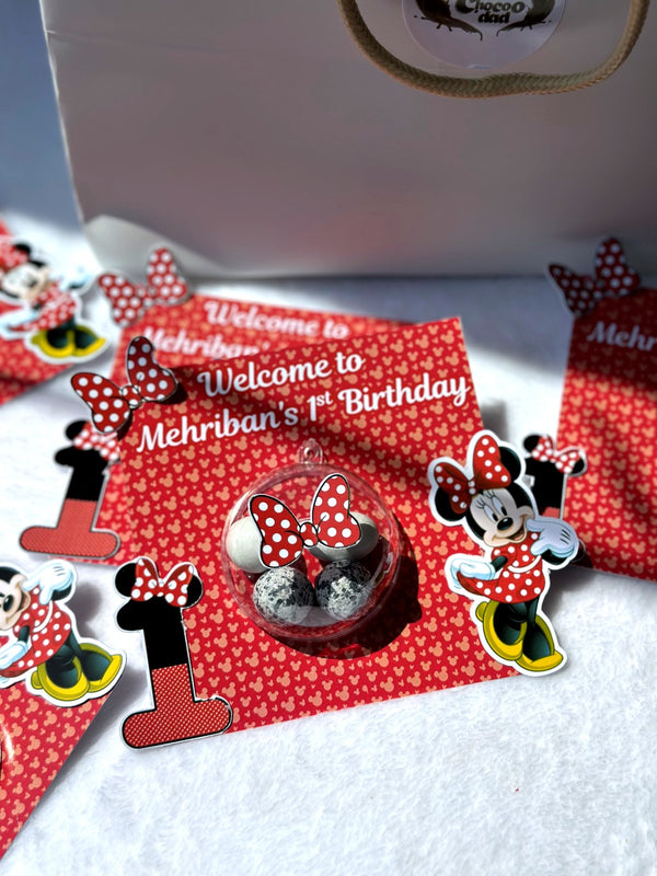 Minnie Mouse 1st Birthday Favor Cards – Personalized Chocolate — Chocoodad Baku