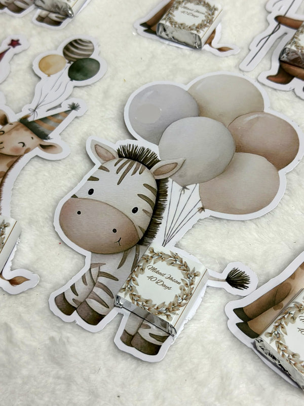 Safari designed Baby Welcome Favor Cards – Personalized Chocolate — Chocoodad Baku