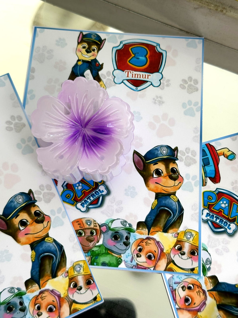 Paw Patrol 3rd Birthday Favor Cards with Gifts attached — Chocoodad Baku
