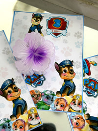 Paw Patrol 3rd Birthday Favor Cards with Gifts attached — Chocoodad Baku